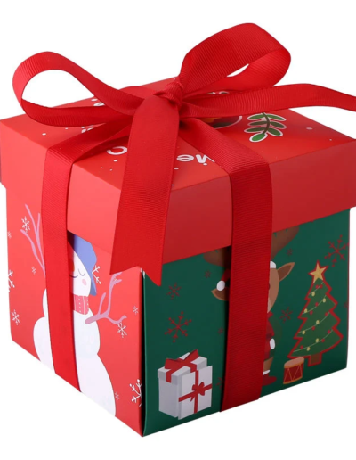 Creative Christmas Gift Box Hexagon Santa Claus Printed Small Gift Paper Boxes for Apple