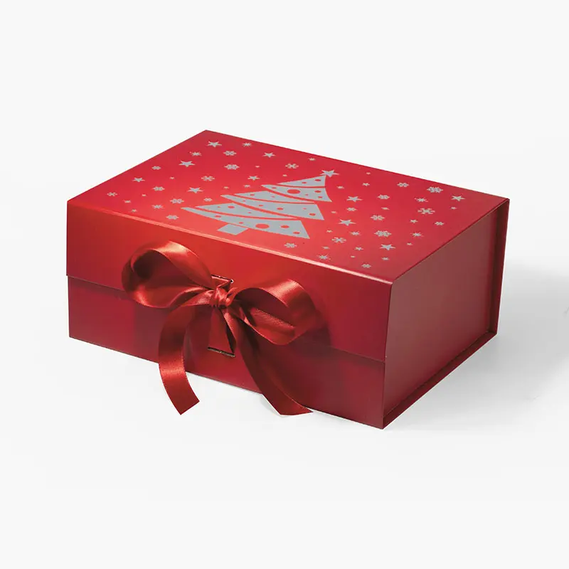 custom christmas rigid gift box packaging with ribbon closure custom christmas rigid gift box packaging with ribbon closure